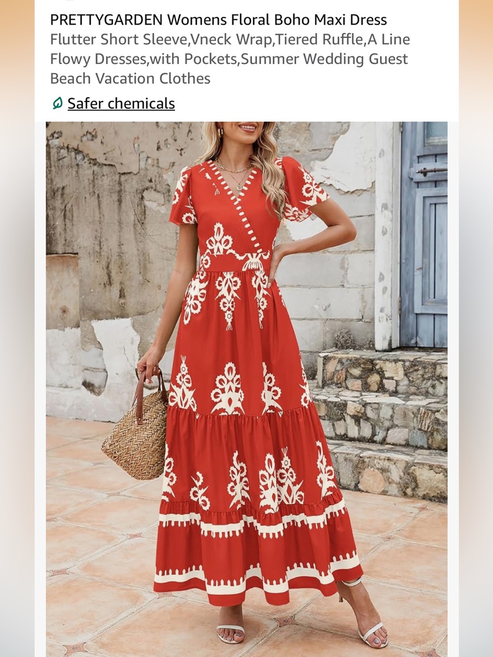 Red/Orange Floral Print Maxi Dress by - Picture 4 of 11